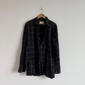 Shaun Samson Plaid Pleated Hem Button-Down Shirt